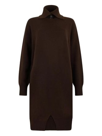 Malo button-collar midi dress - Brown