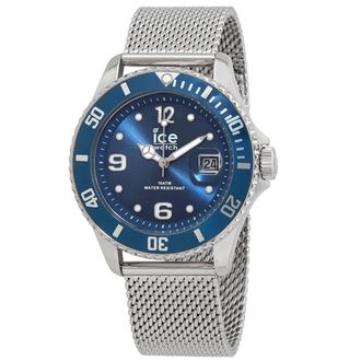 Ice Watch Ice Quartz Blue Dial Stainless Steel Mesh Mens Watch 017667