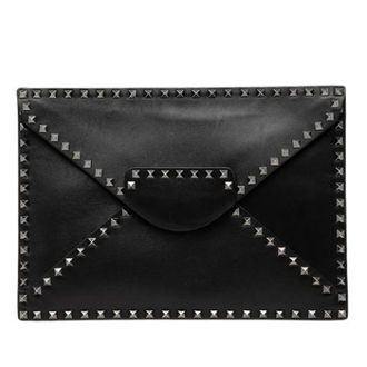 Valentino Pre-owned Studded Leather Clutch - Dames - Pre-owned - Zwart - Maat: ONE Size Leer