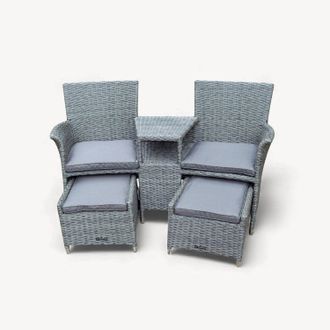 Royalcraft Paris Fixed Companion Set with pull-out footstools incl. Weather Shield Cushions in Grey
