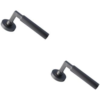 Loops 2x PAIR Straight Round Bar Handle on Round Rose Concealed Fix Matt Bronze