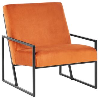 Beliani Beliani - Sill&oacute;n Moderno Glamour Decorativo Estructura De Metal Negro Tapicer&iacute;a De Terciopelo Naranja Delary