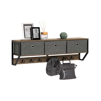 SoBuy Perchero De Pared Para Pasillo, Guardarropa, Estante De Pared Con 3 Cestas Y 7 Ganchos Dobles Estilo Iindustrial 100 X 20 X 30 Cm Fhk26-n Sobuy Es