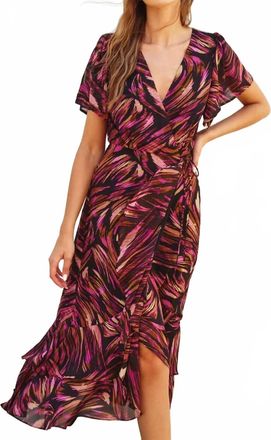 Dress Forum Lights Out Wrap Midi Dress In Plum Ochre