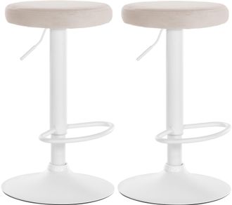 Clp Clp - Set Di 2 Sgabelli Da Bar Ponte Velvet Crema Metallo Bianco Opaco