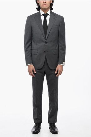 Corneliani virgin wool side vents notch lapel LEADER 2-button suit size 48