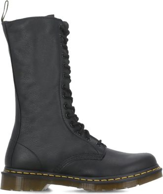 Dr. Martens 14-Eye zip boots - women - Calf Leather/Fabric/Rubber - 6.5 - Black