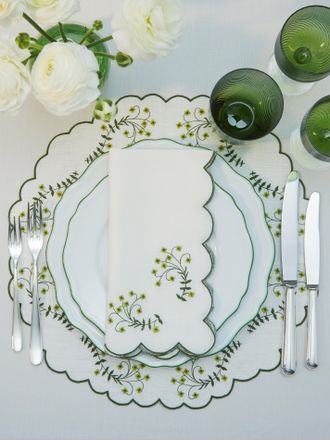Los Encajeros Spring Embroidered Linen Placemats (Set of 4)