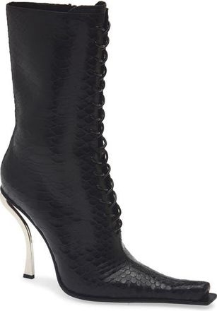 Jeffrey Campbell Rembrandt Pointy Toe Lace-Up Boot in Black Snake at Nordstrom, Size 9.5