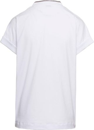 Brunello Cucinelli Womens T-Shirt V-Neck Monile White Cotton T-Shirts & Jerseys