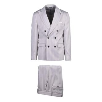 Daniele Alessandrini Double-Breasted Jacket - Heren - Pakken - Grijs - Maat: L Viscose