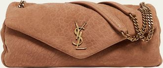 Saint Laurent Calypso Medium YSL Shoulder Bag in Grained Nubuck Leather