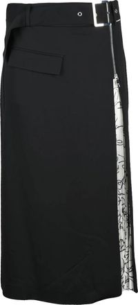 Karl Lagerfeld Black Viscose-Blend Zip Flared Midi Skirt