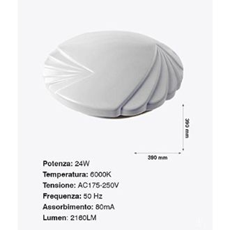 Trade Shop Trade Shop Traesio - Trade Shop - Plafoniera Da Soffitto Faretto Led 24w Tondo Ventaglio Pannello 2160lm 39cm Design Moderno