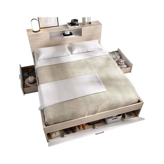 Dmora Dmora - Cama Doble Fariola, Sommier Para Dormitorio, Estructura De Cama Por Habitaci&oacute;n, Estructura Del Sostenedor Del Colch&oacute;n, 150x219 H95 Cm, Blanco 