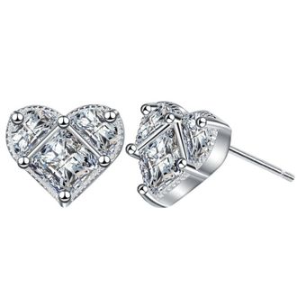 Generic Heart Earrings For Women,925 Sterling Silver Studs Earrings,Cute Heart Stud Earrings With Heart Zirconia,Hypoallergenic Earrings,Dainty Earrings Jewel
