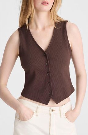 Madewell Rib V-Neck Vest in Dark Brown at Nordstrom, Size Xx-Small