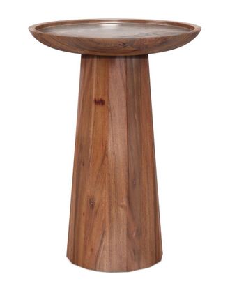 Simpli Home Dayton Solid Acacia Wood 13In Round Contemporary Wooden Accent Table