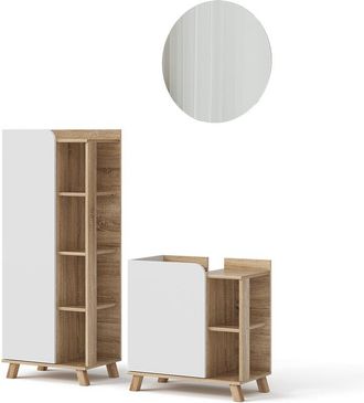 Vicco Conjunto De Muebles De Ba&ntilde;o Karen, Sonoma/blanco, 3 Piezas