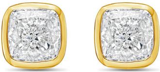 Diana M. Jewels 14KT YELLOW GOLD LAB GROWN CUSHION CUT STUDS IN A BEZEL SETTING WEIGHING 2.00 CTS TW