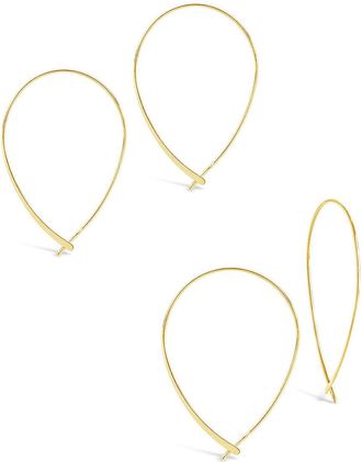 Sterling Forever Delicate Threader Hoop Earrings Set of 2