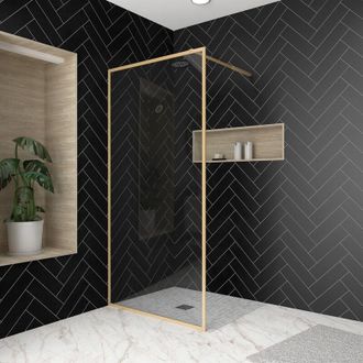 Aurlane Parete per doccia 100x200 cm - Finitura oro spazzolato - GOLDY CONTOURING
