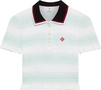Casablanca Gestreepte Shirred Polo Top - Dames - Polos - Veelkleurig - M - Katoen - Tops