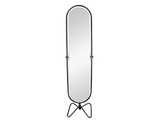 Vente-Unique Specchio Girevole Su Piedistallo L. 40 X H. 169 Cm In Metallo Nero - Asatu