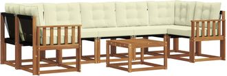vidaXL Conjunto De Sof&aacute;s De Exterior 8 Uds. Natural Y Crema Vidaxl