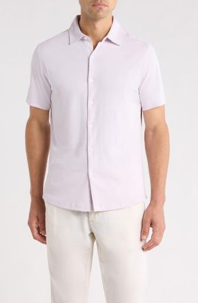 Robert Barakett Sterling Short Sleeve Knit Button-Up Shirt in Lavender at Nordstrom, Size Xx-Large