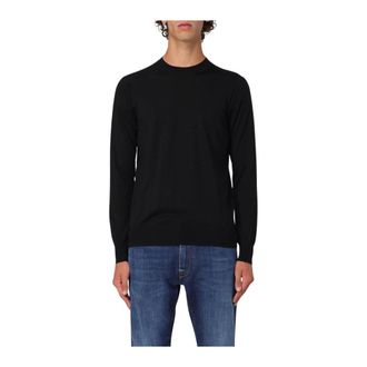 Paolo Pecora Round-neck Knitwear, male, Black, M, Merino Wool Crew Neck Jumper