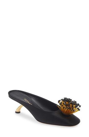 Ferragamo Safi Beaded Kitten Heel Mule in Black at Nordstrom, Size 7.5