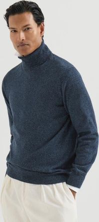 Brunello Cucinelli Moulin&eacute; cashmere turtleneck sweater in Denim at Nordstrom, Size 50