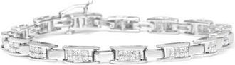 House of Brilliance 14K White Gold 2.0 Cttw Princess Cut Diamond Rectangular Link Bracelet at Nordstrom