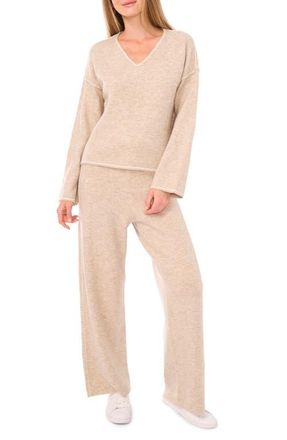 Vince Camuto V-Neck Sweater & Pants Set in Oatmeal at Nordstrom, Size Large