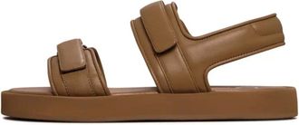 Cesare Gaspari Schoenen, Dames, Bruin, 40 EU, Leer, Leren Comfort Velcro Sandalen - Bruin