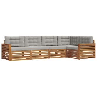vidaXL Set Di Divani Da Esterno 5 Pz Grigio Naturale E Chiaro Vidaxl