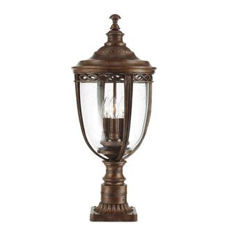 Netlighting English Bridle 3 Light Large Outdoor Pedestal Light British Bronze IP44 E14 in Brown