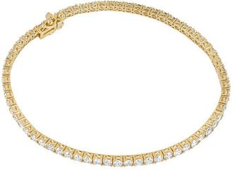 Bespoke 4.27ct Round Brilliant Diamond Yellow Gold Tennis Bracelet