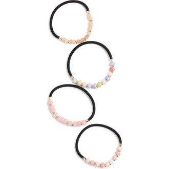 Chelsea28 4-Pack Beaded Ponytail Holders in Pink Multi at Nordstrom