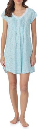 Eileen West Cotton Short Nightgown in Aqua/print at Nordstrom, Size X-Large