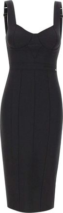 Elisabetta Franchi Black Sweet Heart Neck Midi Dress