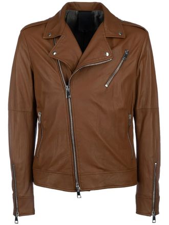 Giocasta biker jacket - men - Fabric - 48 - Brown