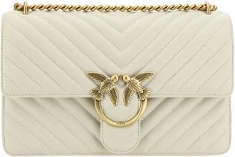 Pinko Cross Body Bags, female, Beige, Size: ONE SIZE Classic Leather Shoulder Bag