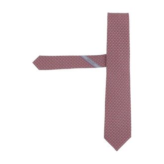 Ferragamo Accessoires, Heren, Rood, ONE Size, Zijden das met patroon