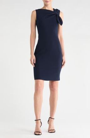 Eliza J Tie Bow Sleeveless Sheath Dress in Navy at Nordstrom Rack, Size 12