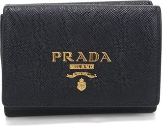 Prada Black Leather Wallet (Tri-Fold) (Pre-Owned)