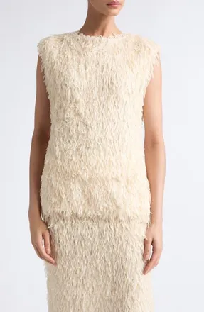 Toteme Feathered Jersey Tank in Eggshell at Nordstrom, Size 34