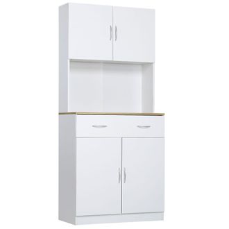 HOMCOM Armario alacena de cocina 80x40x180 cm blanco