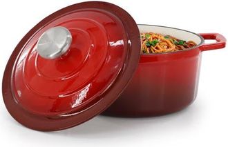 MegaChef 2.7 Quart Round Enameled Cast Iron Casserole in Red at Nordstrom
